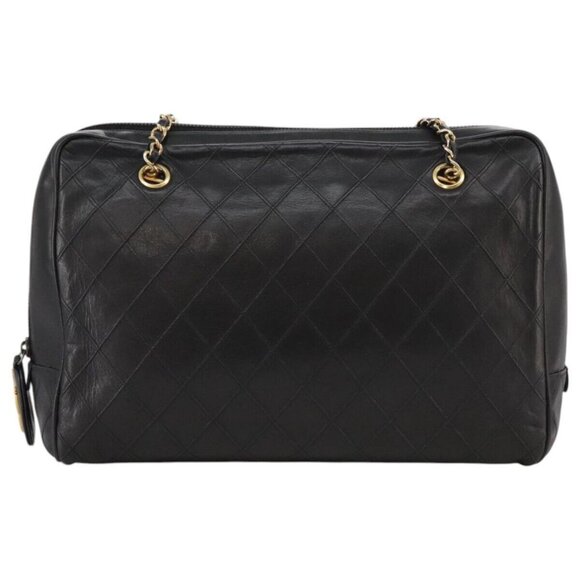 CHANEL Bicolore Chain Matelasse Shoulder Bag Lamb Skin Black CC Auth bs20538 - Picture 1 of 15